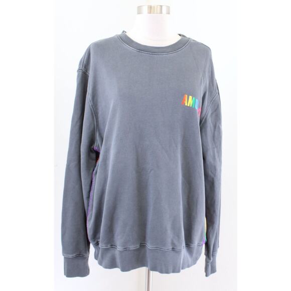 Zadig and Volatire Zimba Amour Wings Rainbow Striped Slate Sweatshirt Size S - Picture 1 of 10